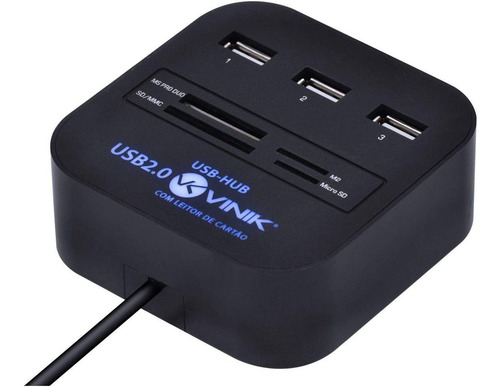 Imagem 4 de 6 de Hub Usb 2.0 3portas Portatil Com Leitor De Cartão Memória