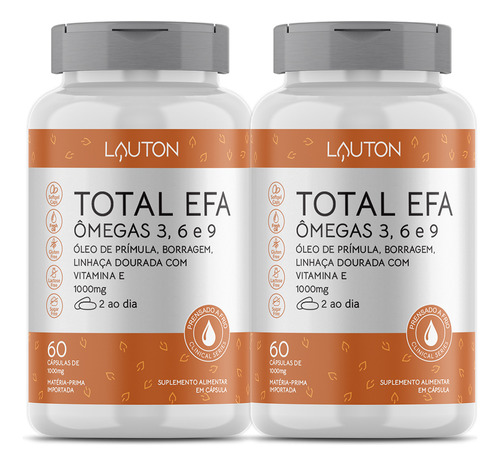 Total Efa Ômegas 3 6 9 - 120 Cápsulas Óleo De Peixe Vitamínico - Lauton Nutrition Suplementos