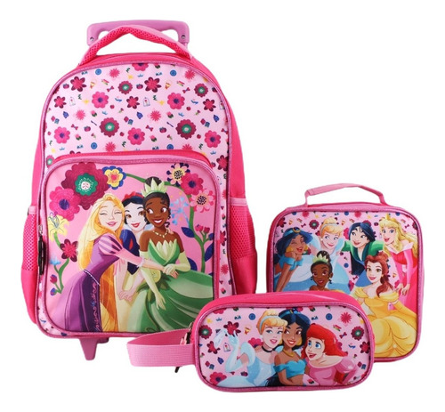 Set 3 Piezas Mochila 15  Lonchera  Estuche Princesas 