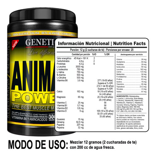 Animal Pak Power Multivitaminico Y Aminos - Genetic