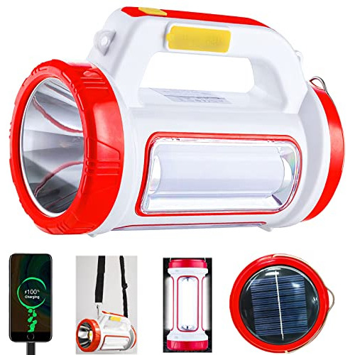 Linterna Led De Mano De Emergencia, Linterna Solar Recargabl