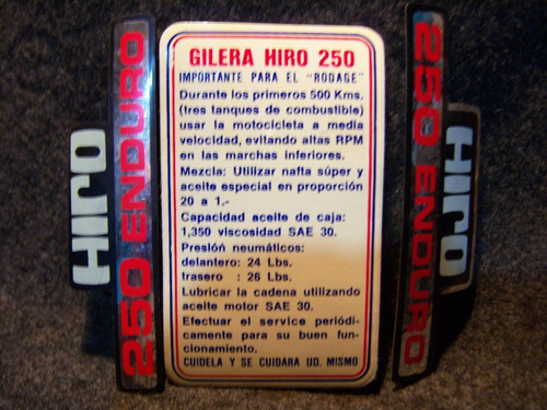 Gilera Hiro 250 Enduro,calcos Originales Viejo Stock