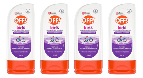 4x Repelente Off Kids Contra Dengue Pernilongo 200ml Loção