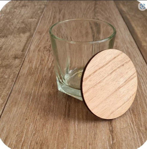 Vaso Vidrio Hono Tapa De Madera Velas Portavelas X 1 Unid.