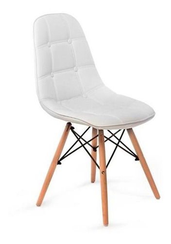  Silla Eames Capitone Acolchada Blanco - Negro 