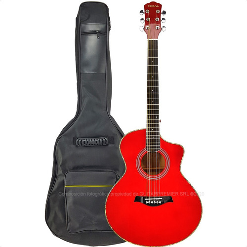 Guitarra Electroacustica Con Corte Negra Eq Afinador + Funda