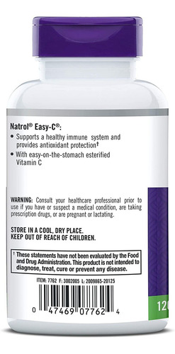 Imagen 2 de 3 de Natrol Vitamina C De 500 Mg Proporciona Salud Inmune, 120 Tabletas, Apoya Un Sistema Inmunológico Saludable Y Proporciona Protección Antioxidante Con Calcio Y Vitamina C Esterificada Fácil De Digerir.