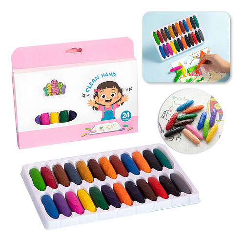 Los Crayones De Maní Para Niños Son Seguros, Inodoros, No Tóxicos, No Ensucian Las Manos, 24 Colores, Marca Angel