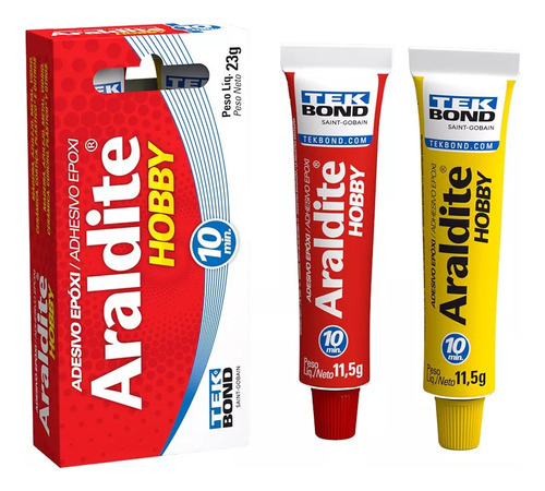 PEGAMENTO EPOXI ARALDITE HOBBY 23 G Tekbond - Saint Gobain PEGAMENTO EPOXI ADHESIVO ARALDITE HOBBY 23 G, SECADO 10 MINUTOS, CAJA DE 23 g, amarillo/azul