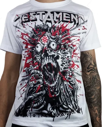 Camiseta Testament Camisa Banda Rock Masculina Camisa Branca