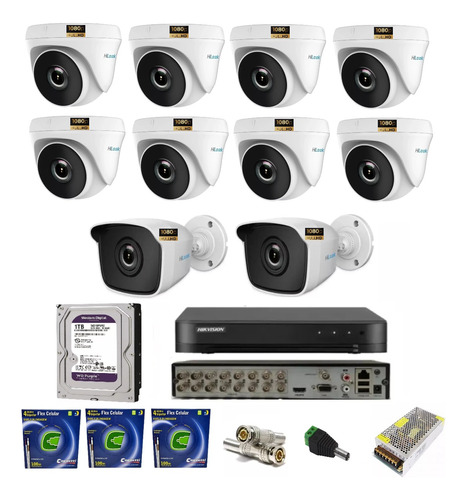 Kit Completo Dvr Hikvision 16 Canais/10 Cameras Hilook  Full