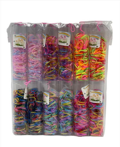 12 Pack Liguitas Peinar Cabello Tubo Multicolor Ligas 