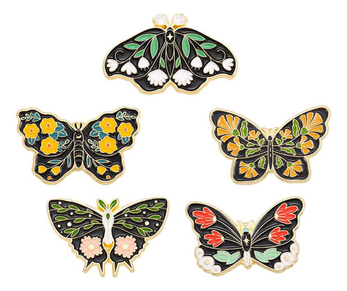 5 Broches Con Forma De Mariposa Esmaltados Para Decoración D