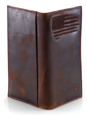 Ariat Cartera De Rodeo Para Hombre Con Logode Bandera . Color Marrón