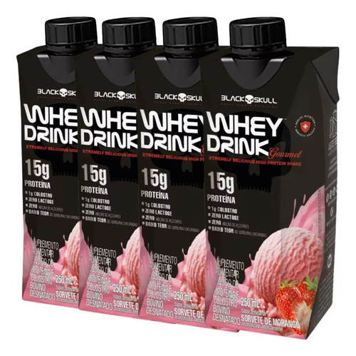 Melhor Whey Protein Pronto Para Beber 250ml Drink Gourmet 4x Sabor Morango