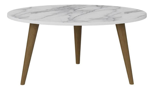 Mesa De Centro Com Pés Retrô 1007 - Branco/carrara Cor Branco