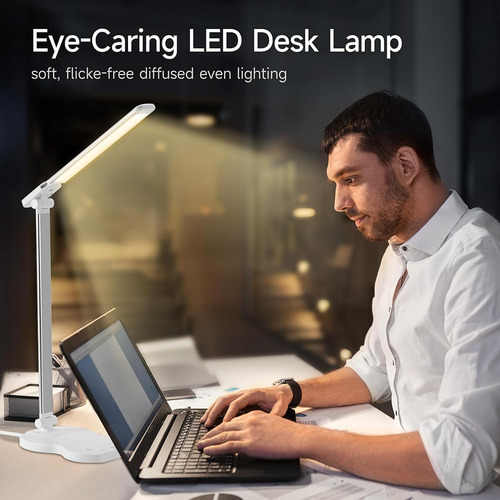 Lámpara De Escritorio Led Con Puerto De Carga Usb, 5 Colores