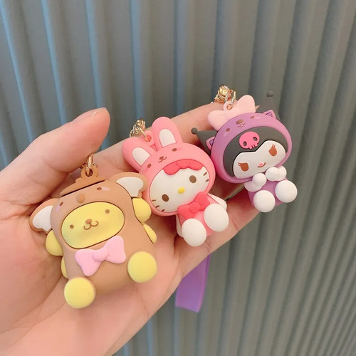 Llavero Kuromi Pijama Pompom Sanrio Hello Kitty, Kawaii Cute