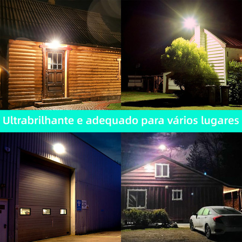 Alusp Luz Led Luminaria Solar Sensor Presença Forte Poste Pared 400w Cor Preto Com Controle