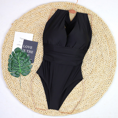 Traje De Baño Sexy De Una Pieza En Bikini Liso De Talla Gran