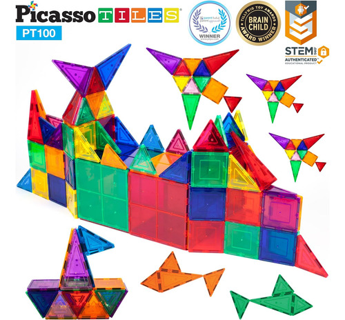Picassotiles 100 Piezas Conjunto De 100pcs Buildo De Constru