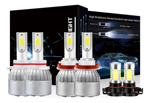 9005+h11+h16 Led Luz De Carretera Y De Cruce+ Kit Antiniebla