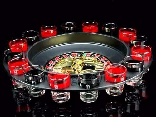 Juego Azar Ruleta 16 Vasos Copas Vidrio Casino Licor 8116