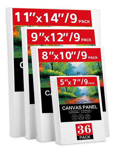 Pack De 36 Lienzos Pintar Medidas De 5x7, 8x10, 9x12, 1...