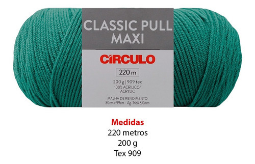 Novelo Lã Crochê E Tricô Classic Pull Maxi C/220m Círculo Cor 5373 - Azul Ilusão