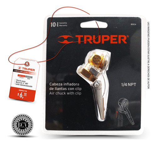 Cabeza Inflador Llantas C/clip Hembra Rosca 1/4 Truper 19026