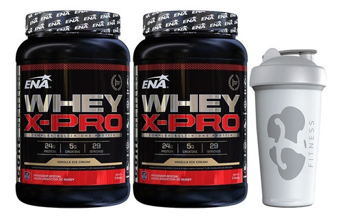 Whey X Pro Ena 2 X 1kg  + Vaso Proteina Potenciada Sabor Vanilla Ice Cream