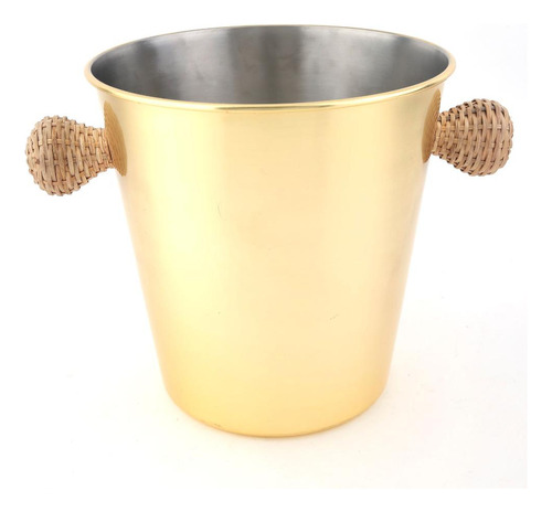 Balde Rattan Inox Dourado - A\casa