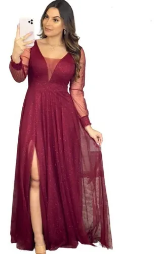 Vestido de manga hotsell longa mercado livre
