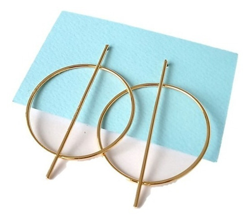 Imagen 3 de 6 de Aretes Grandes En Bronce Con Baño En Oro + Empaque Regalo