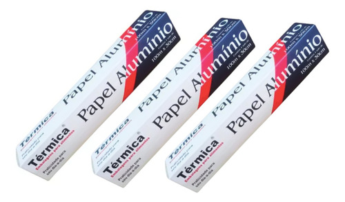 Papel Alumínio Com 100 Metros (30x100) - Kit Com 03 Rolos
