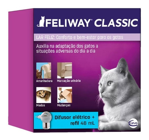 Feliway Classic Difusor Elétrico + Refil Com 48ml Para Gatos