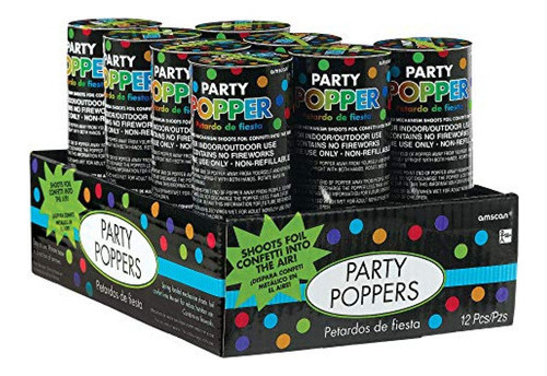 Cañón De Confeti Amscan Party Poppers, 4 , 12 Unidades, Mu