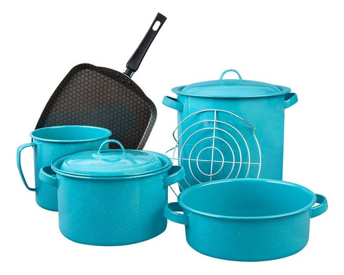 Batería De Cocina Cinsa Monica De Peltre Clásica 8 Pz Azul