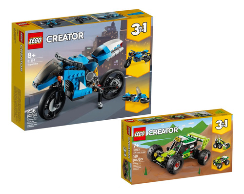 Pqt - 2 Legos Creator 3 En 1 Buggy Y Supermoto 31123 Y 31114