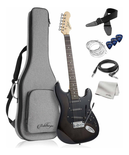 Guitarra Electrica Ashthorpe De 39 Pulgadas (negro-negro),