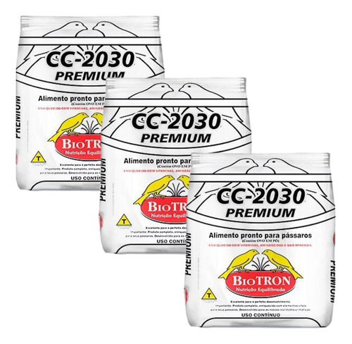 3 Cc 2030 Premium 1kg Biotron Farinhada Aves Pássaros Ração