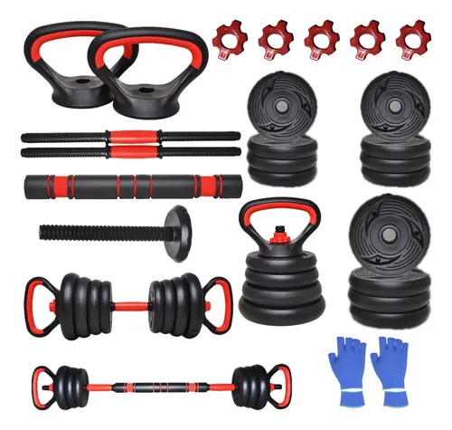 Kit Peso Halteres 6 Em 1 Musculação Até 15kg Ajustável Preto Preto