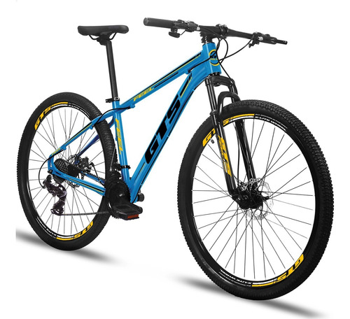 Bicicleta Aro 29 Gts Feel Aluminio 27v Freio Hidráulico Cor Azul/preto/amarelo Tamanho Do Quadro 19