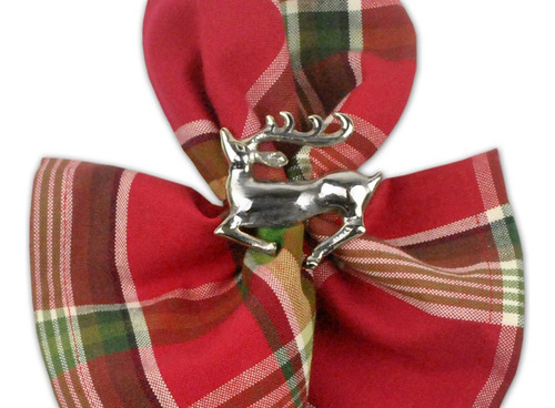 Napkin Ring Holder Set Dii Christmas Silver Reindeer 6pc