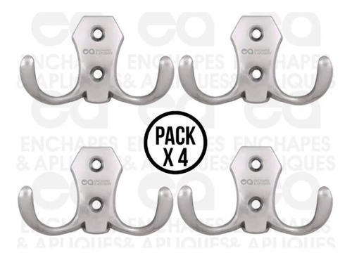 Imagen 3 de 4 de Perchero Doble Cromo Pack X 4