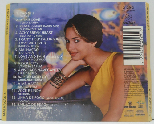 Malhação 4, Trilha Sonora Original, 1996, Cd (Usado)