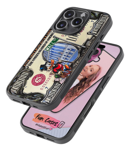 Funda Dolar Billete Tio Rico Mc Pato Wall Street Dinero Negro Iphone 16 Pro