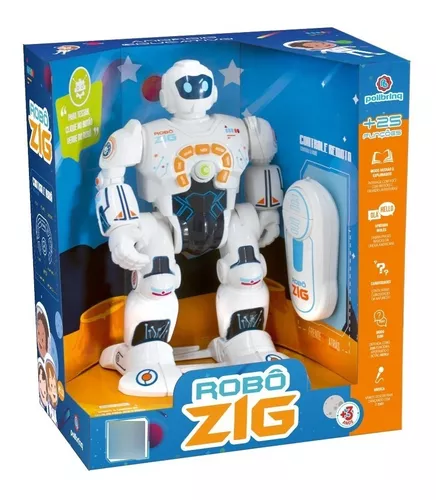 Robô Inteligente Educativo Zig Anda Ensina Inglês 25 Funções Cor Branco  Personagem Robô