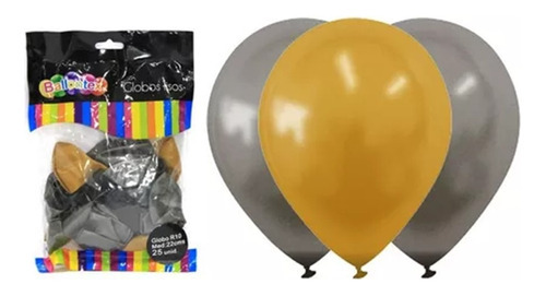 Pacote de 50 Globos Liso Bio Latex Colores Surtidos Fiestas R9 Color Gris/Amarillo