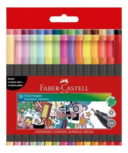 Fibras Trazo Fino Faber Castell X 30 Unidades